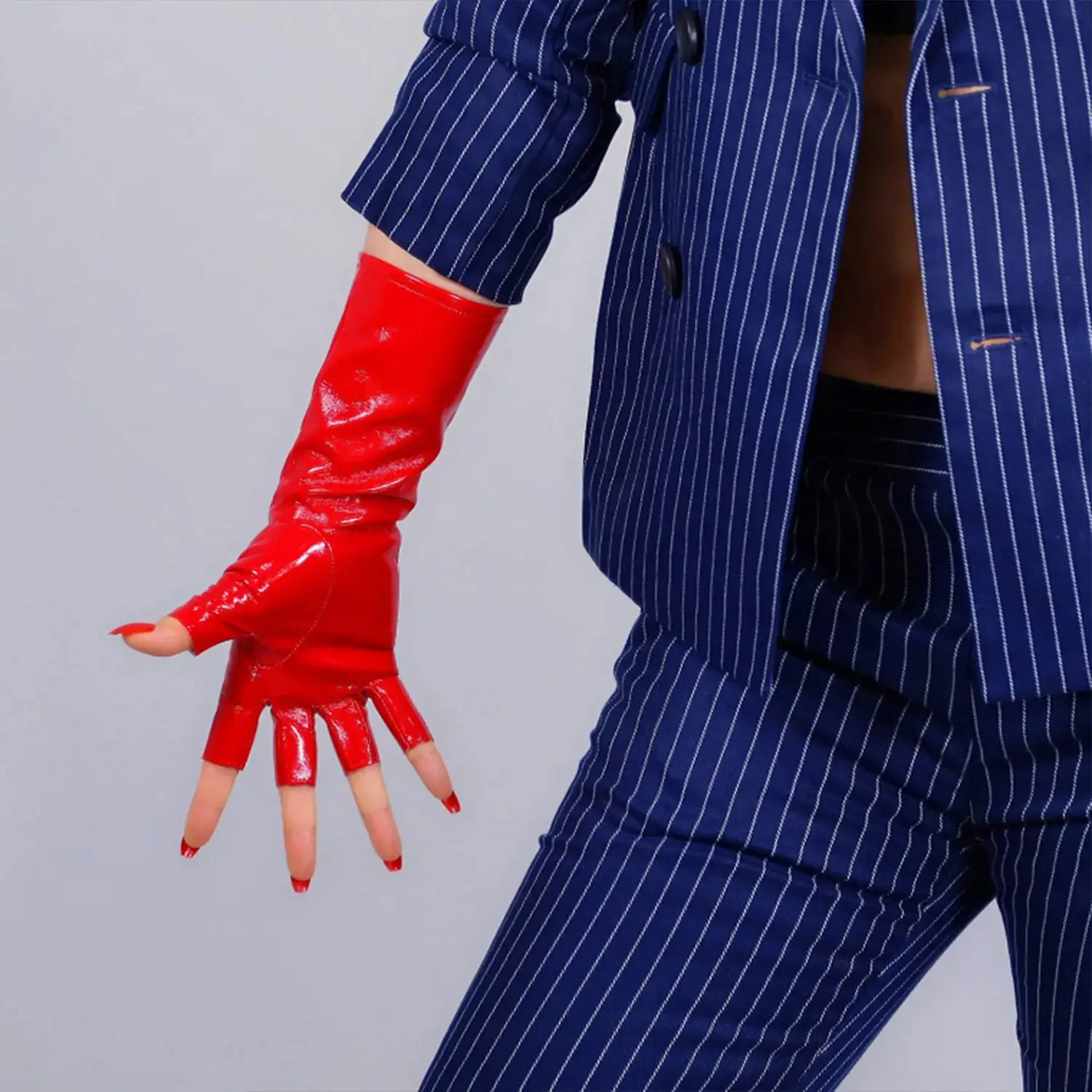 Patent Leather Shine - Guantes Largos de Látex Rojos Brillantes