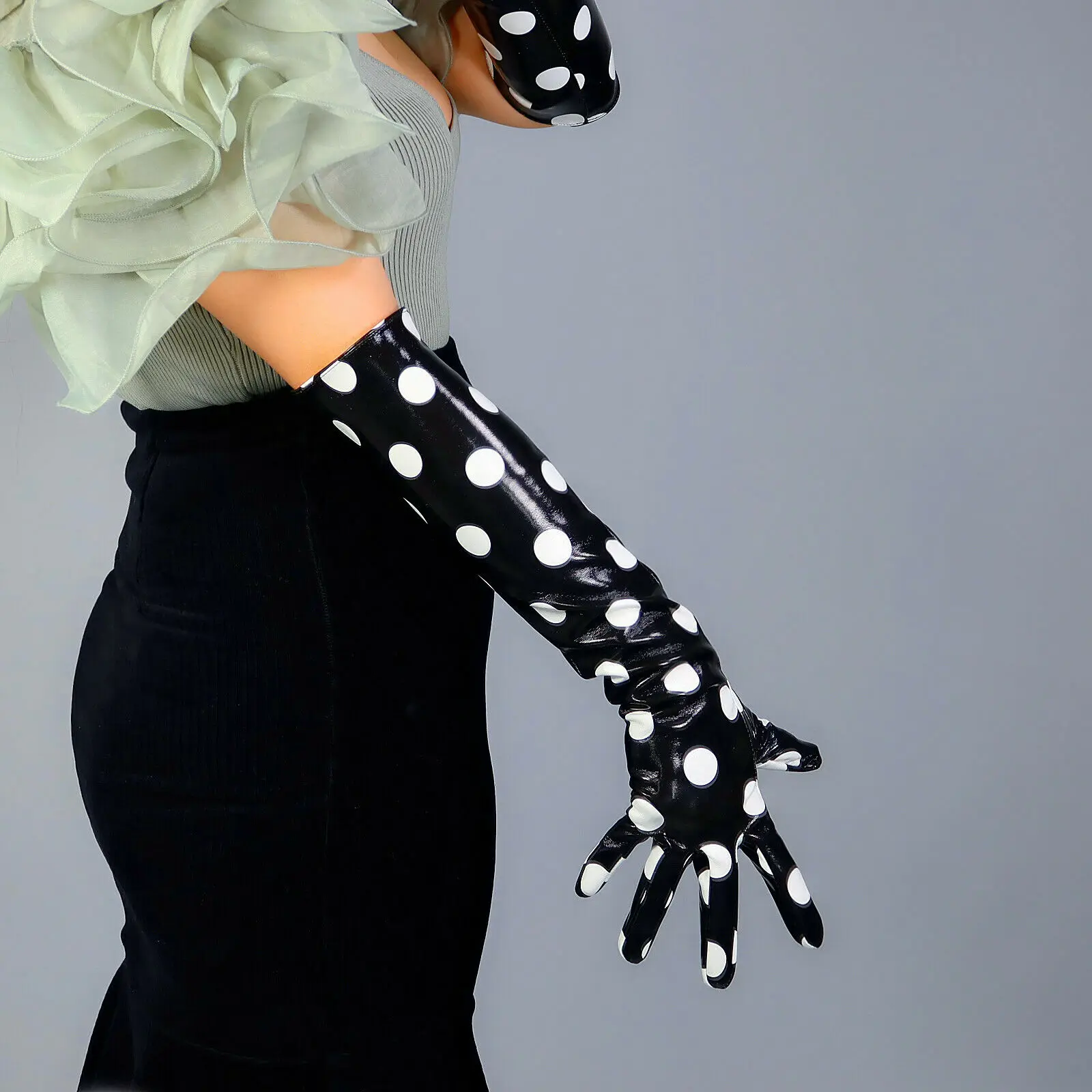 Guantes de Látex Negros con Pu - Patent Leather Shine reseña y precio