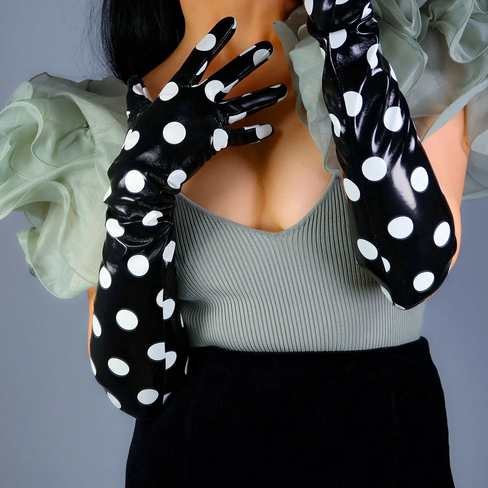 Guantes de Látex Negros con Pu - Patent Leather Shine reseña y precio