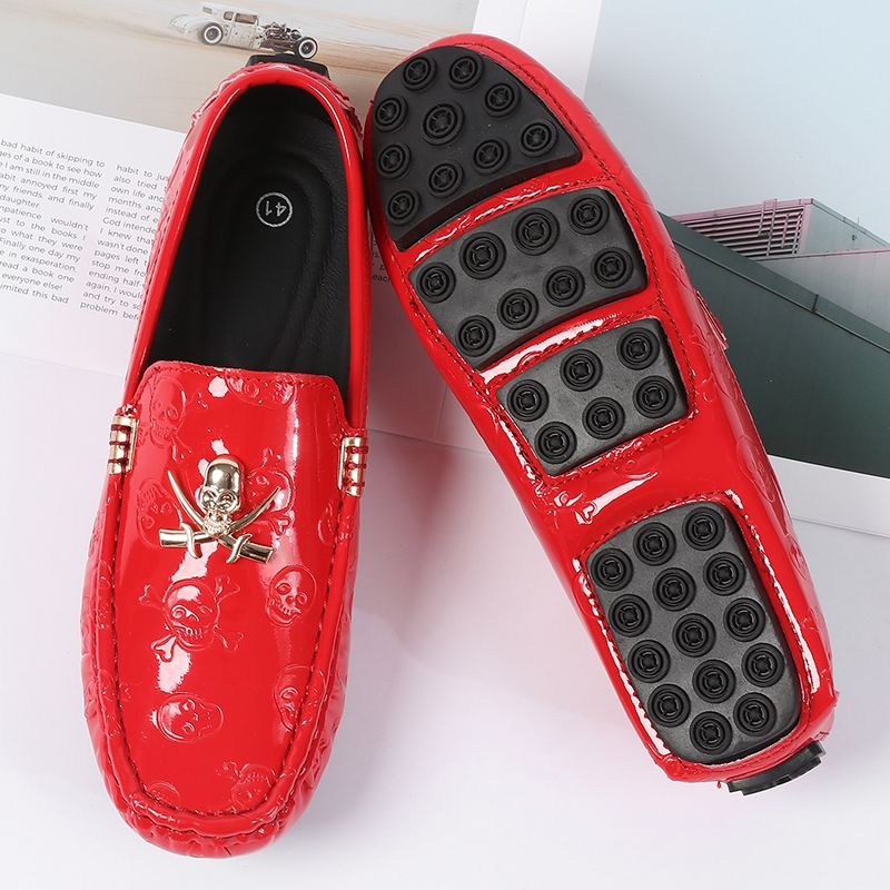 Mocasines con calavera brillan - Patent Leather Shine reseña y precio