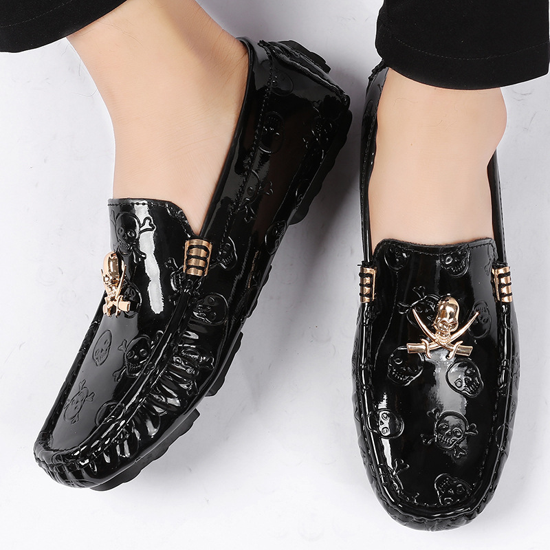 Mocasines con calavera brillan - Patent Leather Shine reseña y precio